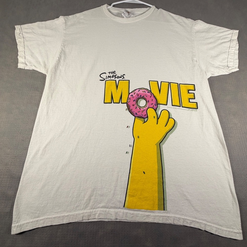 Vintage 2007 The Simpsons Movie Promo Donut T-Shirt White XL Fruit of the Loom